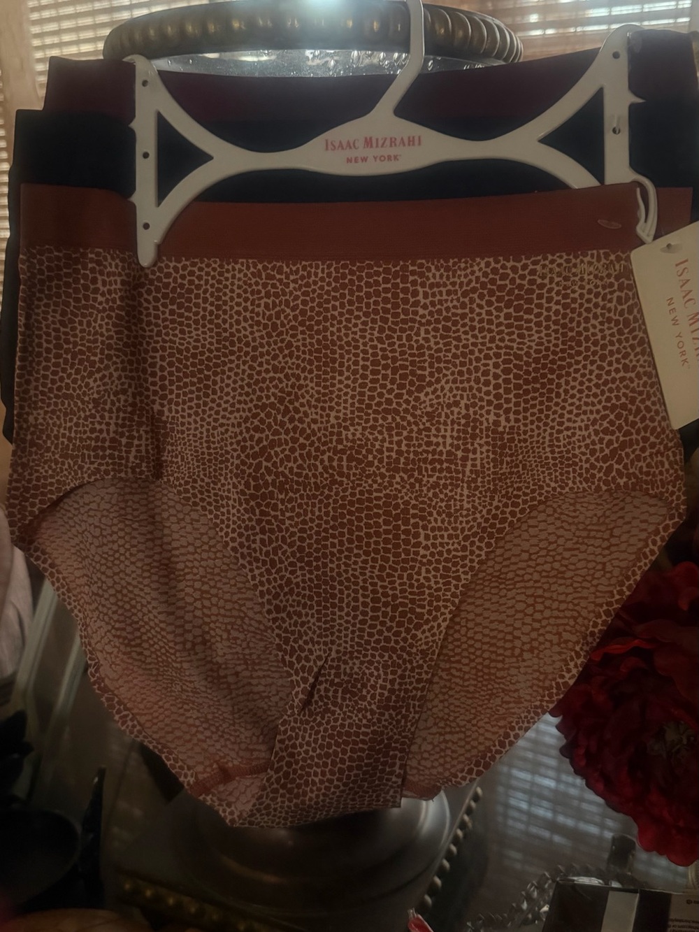 NWT LARGE Isaac Mizrahi New York High-Waist Brief - Rust Pattern